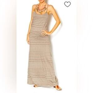 Toad&Co Beige Patterned Maxi Dress Organic Cotton Tencel with Pockets, Sz M